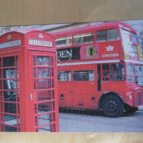 Sure-Lox Wonderful World London UK RED Bus & Phone Box 750 Pc COMPLETE (P179) - Picture 2 of 3